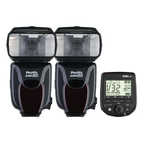 Phottix Juno Li60 Lithium Battery Hot Shoe Flash X2   Odin Lite Tx Combo